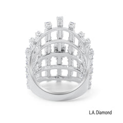 18K White Gold Baguette & Round Diamond Cluster Ring (2 ct)