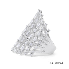 18K White Gold Baguette & Round Diamond Cluster Ring (2 ct)