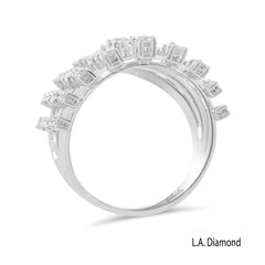 18K White Gold Baguette & Round Diamond Cluster Ring (2 ct)
