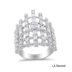 18K White Gold Baguette & Round Diamond Cluster Ring (2 ct)