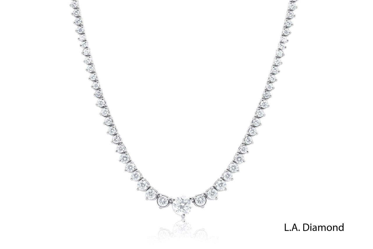 18K White Gold Brilliant Diamond Tennis Necklace (22.46 ctw)