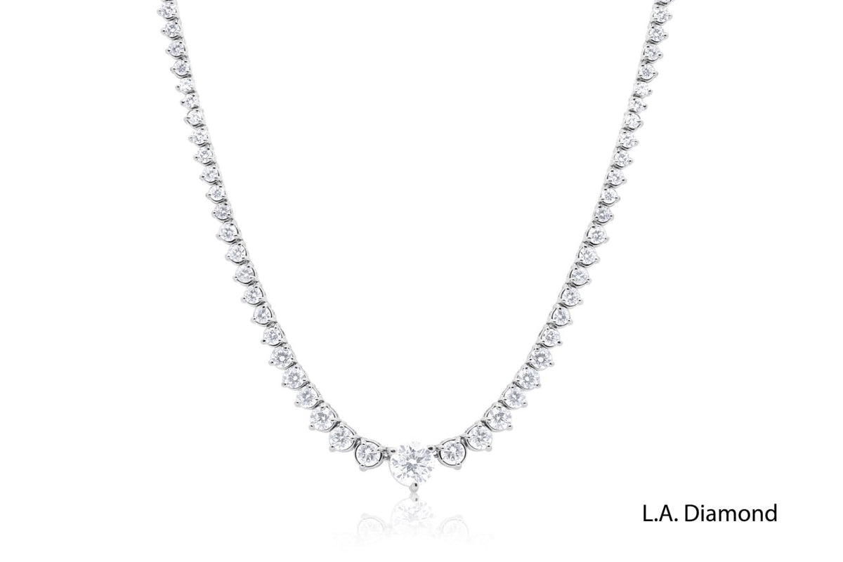 18K White Gold Brilliant Diamond Tennis Necklace (22.46 ctw)