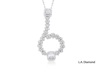 18k White Gold Diamond Baguette Pendant