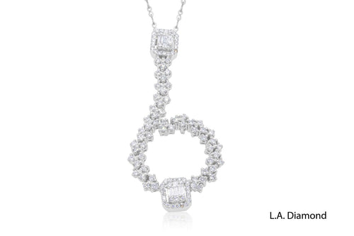 18K White Gold Diamond Baguette Pendant