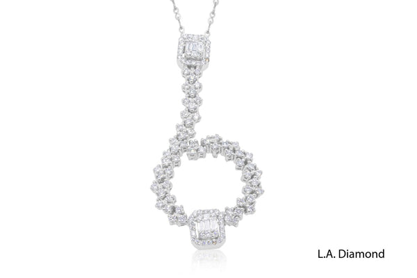 18K White Gold Diamond Baguette Pendant