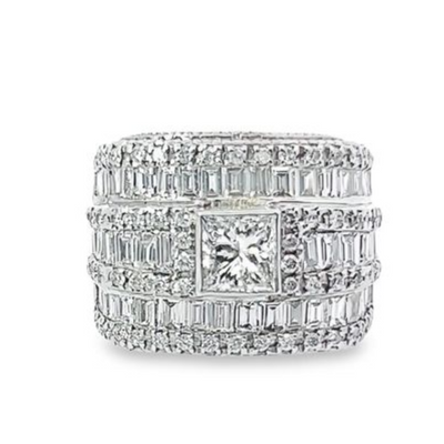 18K White Gold Diamond Bezel Corner Princess Wedding Bands (1.86 ct T.W.)