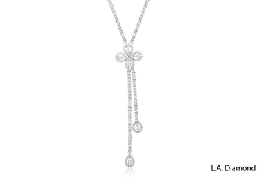18K White Gold Diamond Drop Necklace
