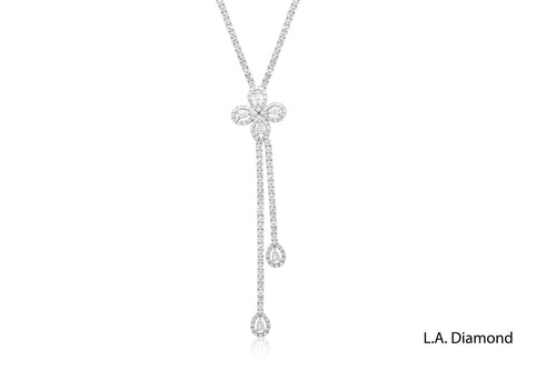 18K White Gold Diamond Drop Necklace