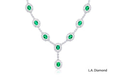 18K White Gold Diamond & Emerald Necklace (10.5 ctw)