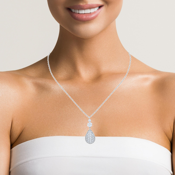18K White Gold Diamond Pear-Cut Teardrop Pendant (2.83 ct)