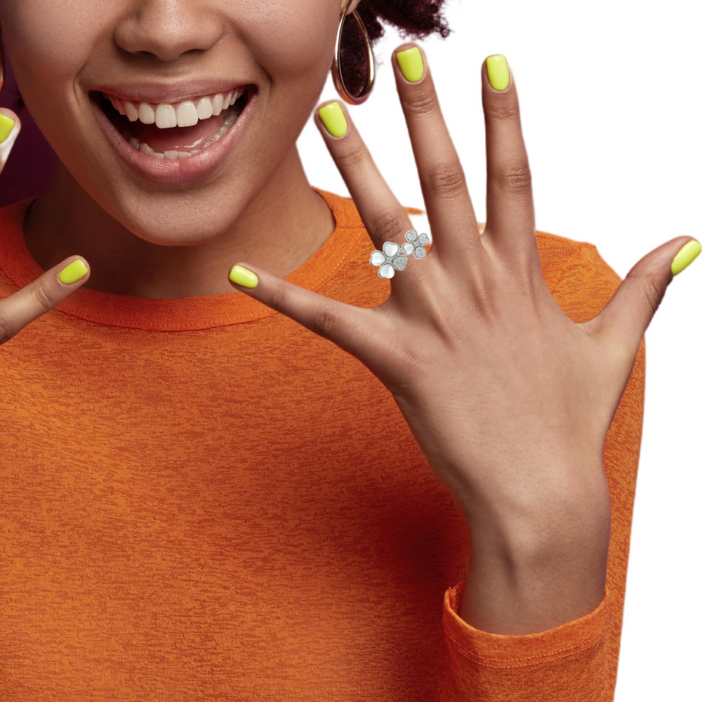 18K White Gold Diamond & Pearl Floral Ring (0.91 ct)