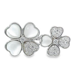 18K White Gold Diamond & Pearl Floral Ring (0.91 ct)