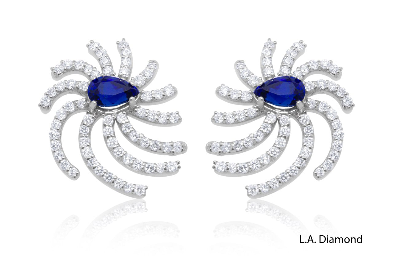 18K White Gold Diamond Round and Pear Cut Earrings with Ruby (2.50 ct)