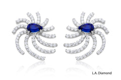 18K White Gold Diamond Round and Pear Cut Earrings with Ruby (2.50 ct)