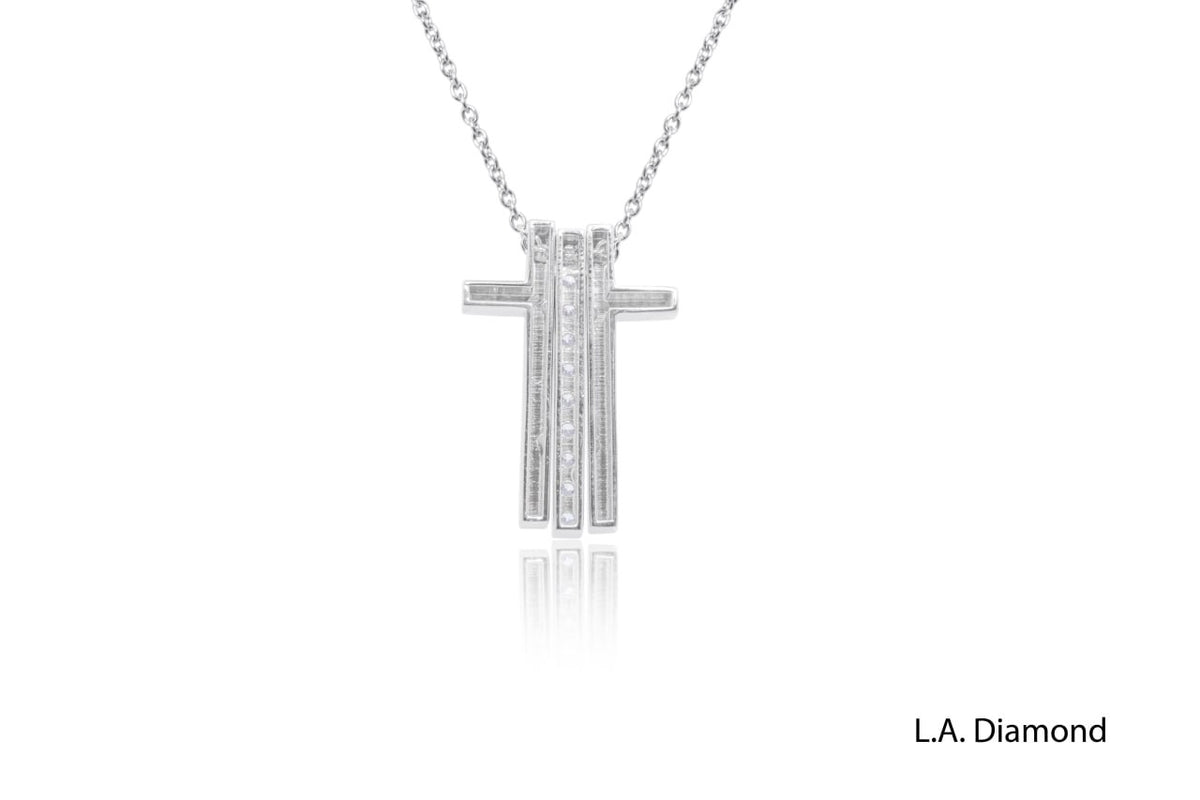 18K White Gold Diamond Split Cross Pendant Necklace (0.75 ctw)