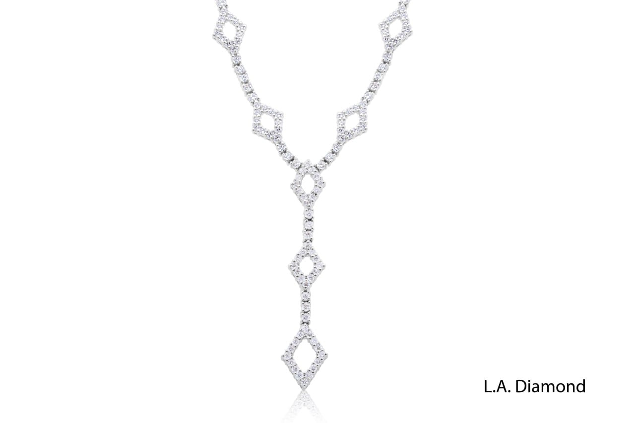 18K White Gold Diamond Y-Style Necklace