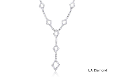 18K White Gold Diamond Y-Style Necklace