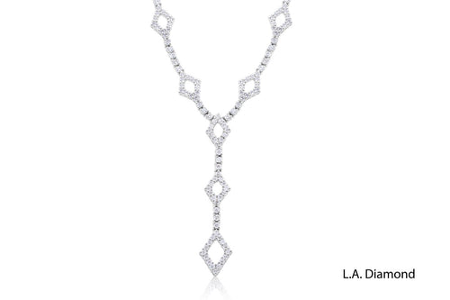 18K White Gold Diamond Y-Style Necklace
