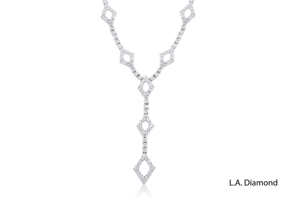 18K White Gold Diamond Y-Style Necklace