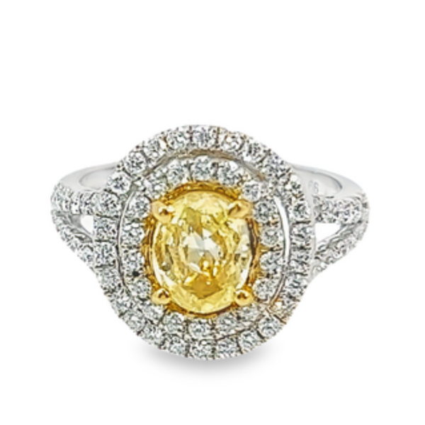 18K White Gold Diamond and Oval Cut Citrine Engagement Ring – 1.05ct