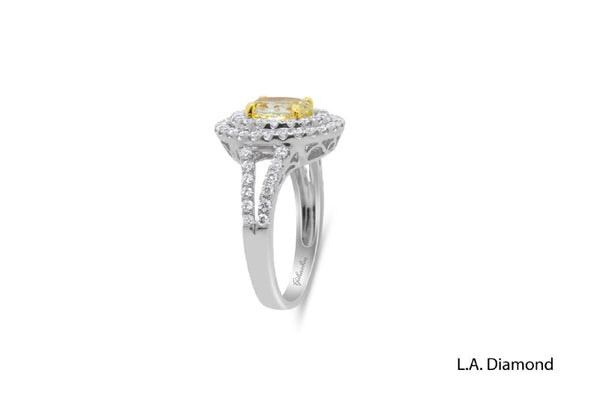 18K White Gold Diamond and Oval Cut Citrine Engagement Ring – 1.05ct