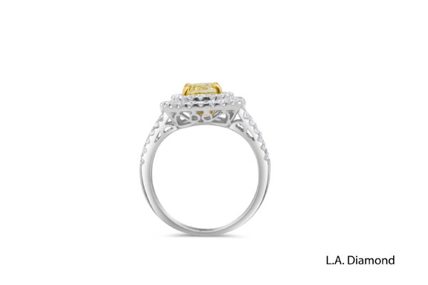 18K White Gold Diamond and Oval Cut Citrine Engagement Ring – 1.05ct