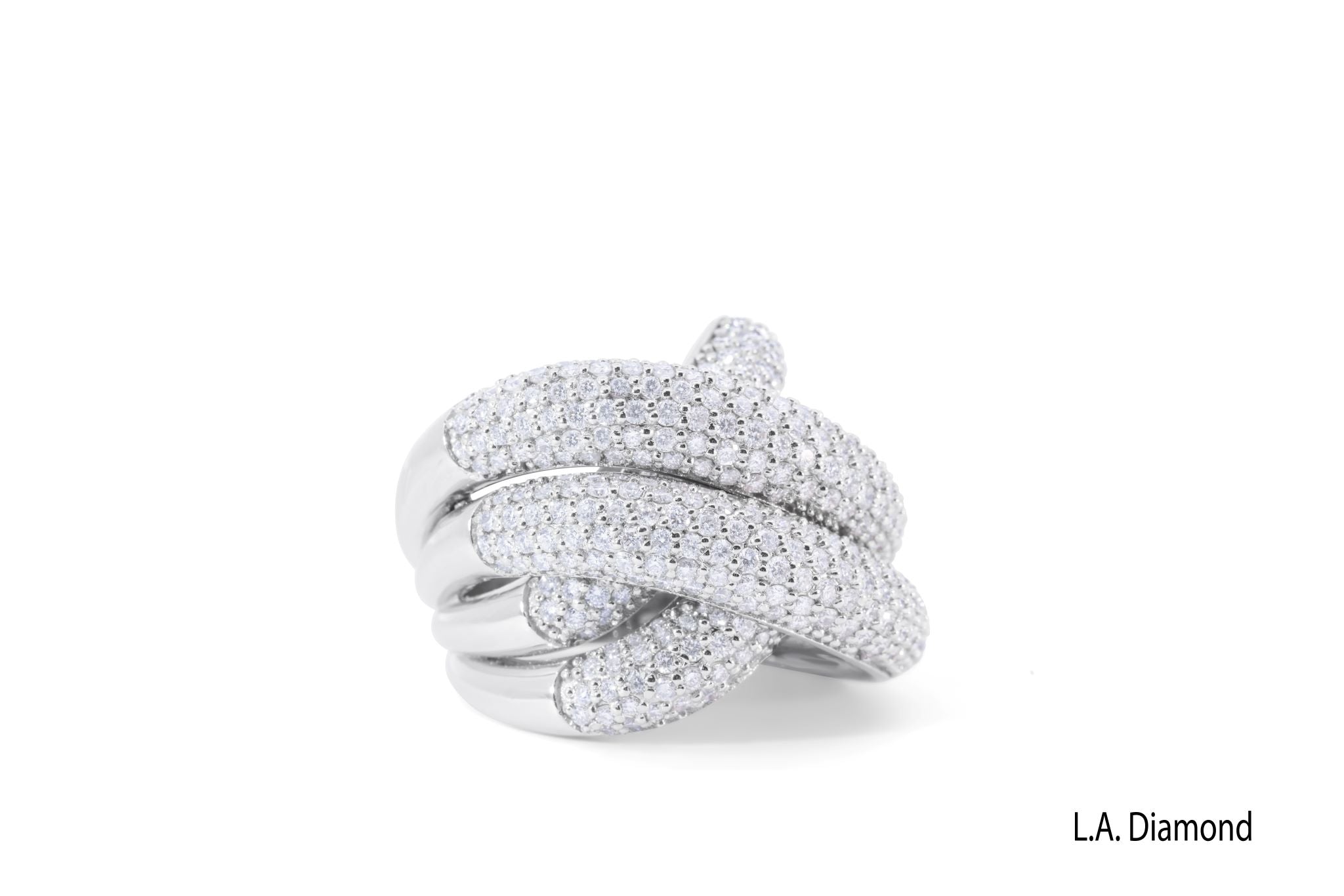 18K White Gold Double Infinity Loop Diamond Statement Ring (4.25 ct)