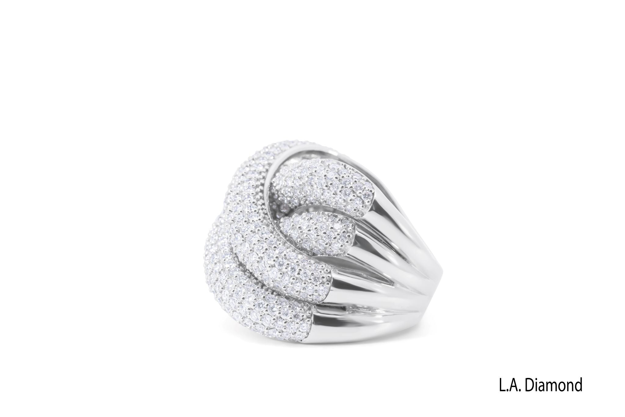 18K White Gold Double Infinity Loop Diamond Statement Ring (4.25 ct)