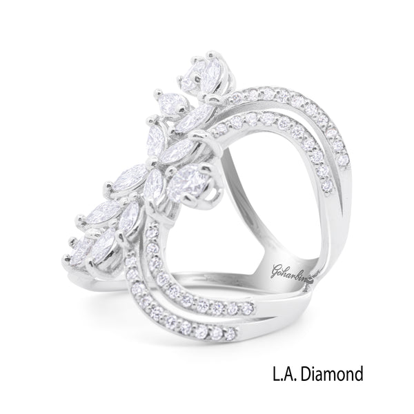 18K White Gold Double Loop Diamond Pavé Ring (2.50 ct)