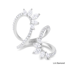 18K White Gold Marquise & Round Diamond Open-Shank Statement Ring (1.22 ct)