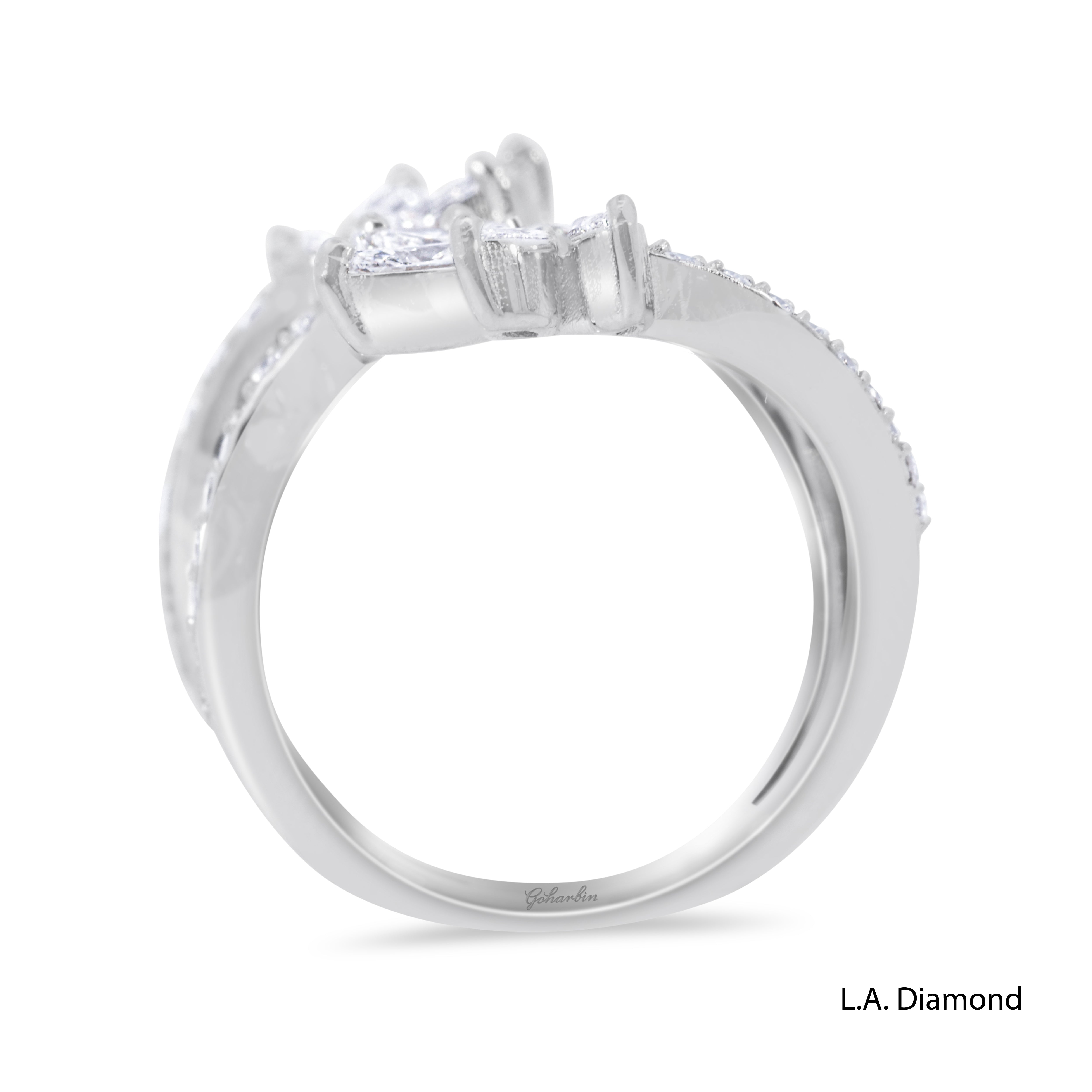18K White Gold Marquise & Round Diamond Open-Shank Statement Ring (1.22 ct)