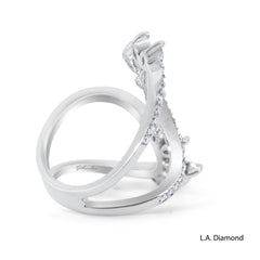 18K White Gold Marquise & Round Diamond Open-Shank Statement Ring (1.22 ct)