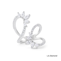 18K White Gold Marquise & Round Diamond Open-Shank Statement Ring (1.22 ct)