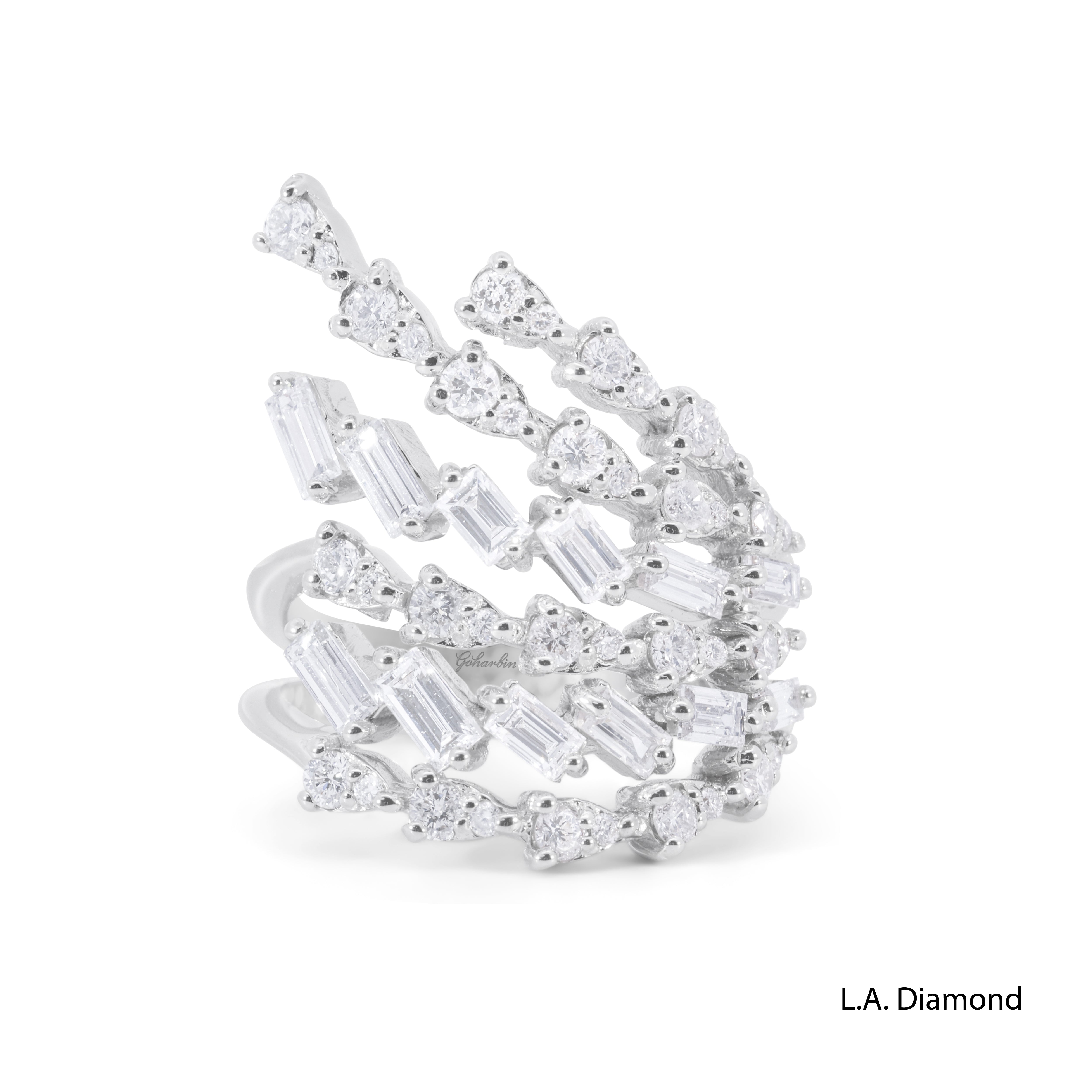 18K White Gold Multi-Cut Diamond Cluster Statement Ring (2.00 ct T.W.)