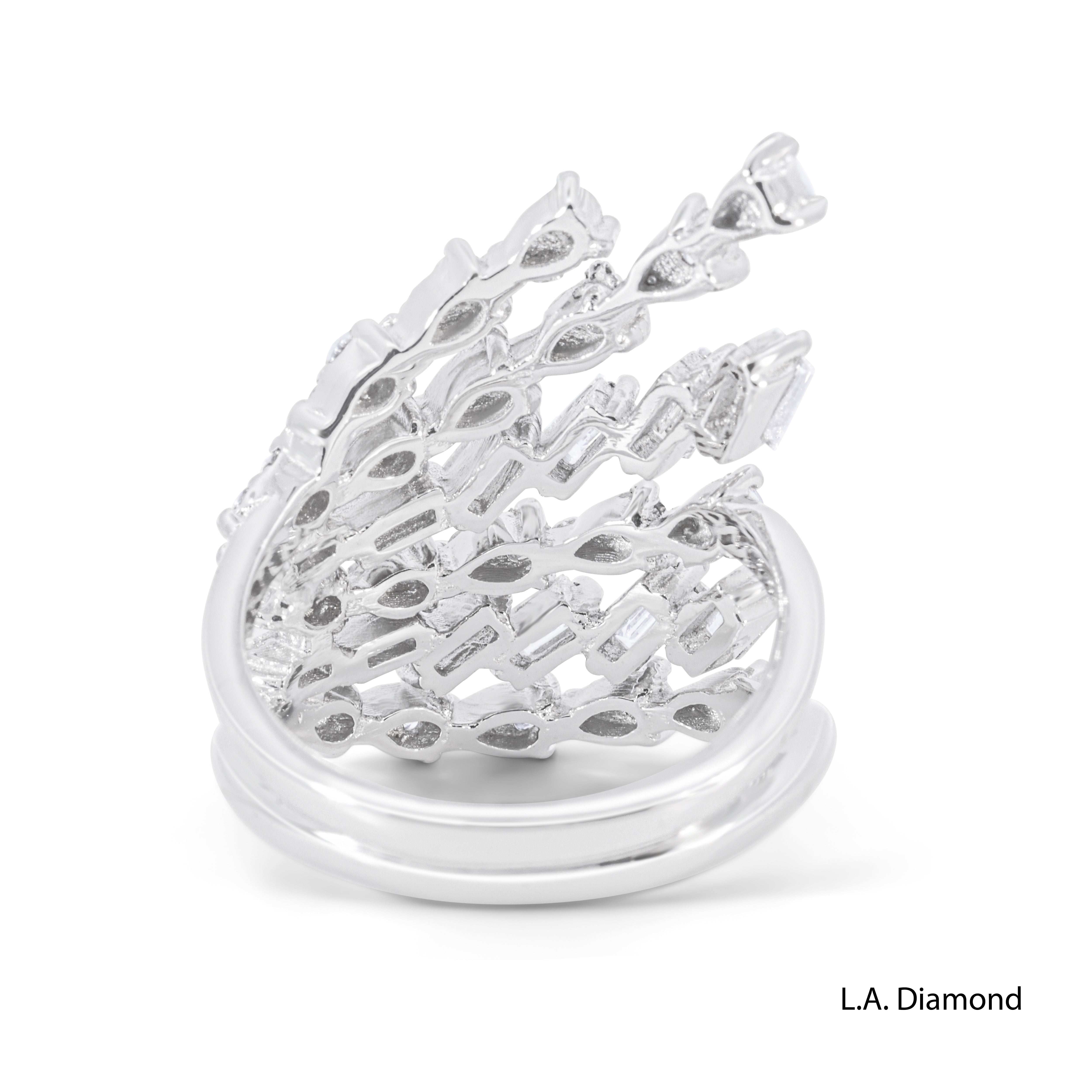 18K White Gold Multi-Cut Diamond Cluster Statement Ring (2.00 ct T.W.)