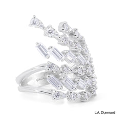 18K White Gold Multi-Cut Diamond Cluster Statement Ring (2.00 ct T.W.)