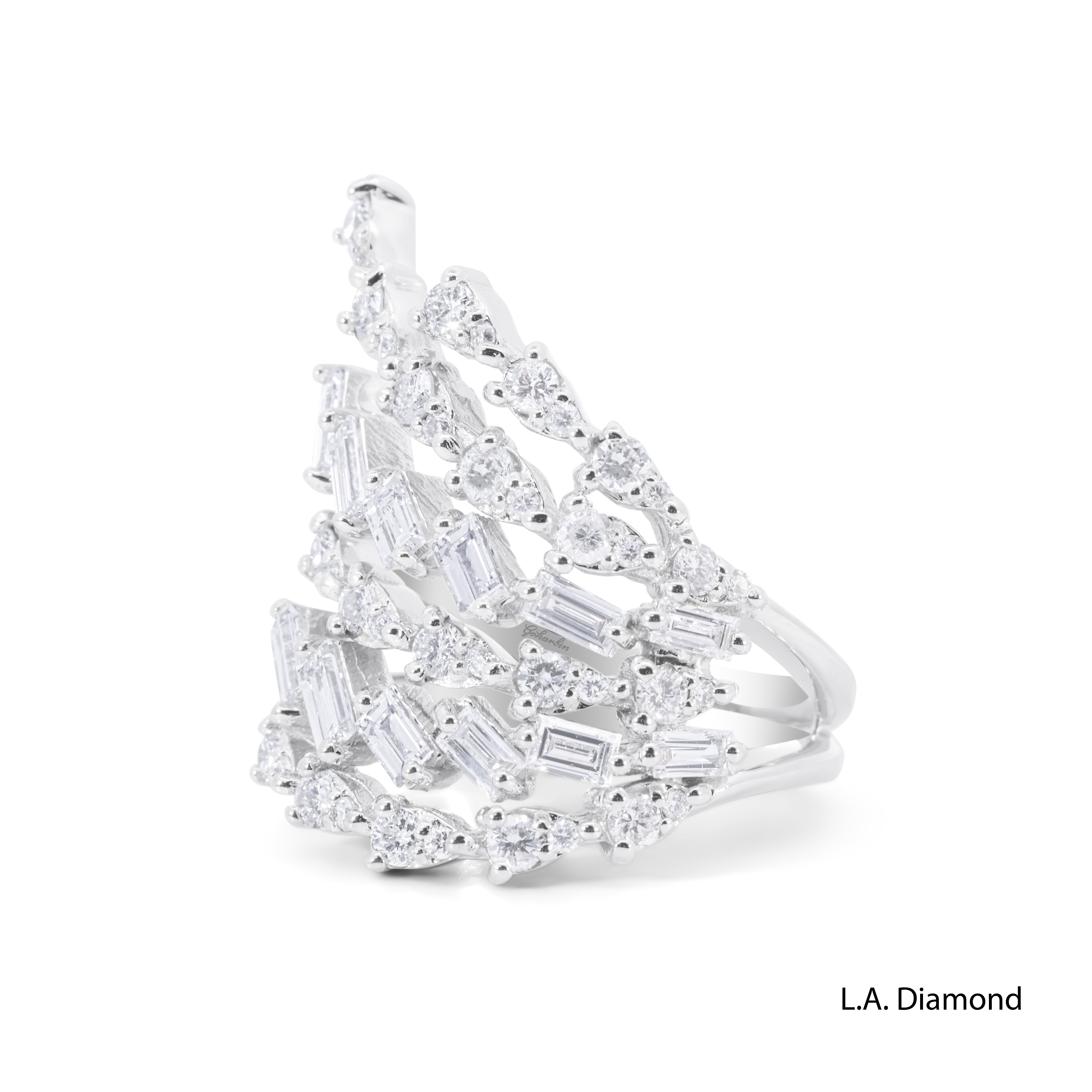 18K White Gold Multi-Cut Diamond Cluster Statement Ring (2.00 ct T.W.)