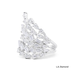 18K White Gold Multi-Cut Diamond Cluster Statement Ring (2.00 ct T.W.)