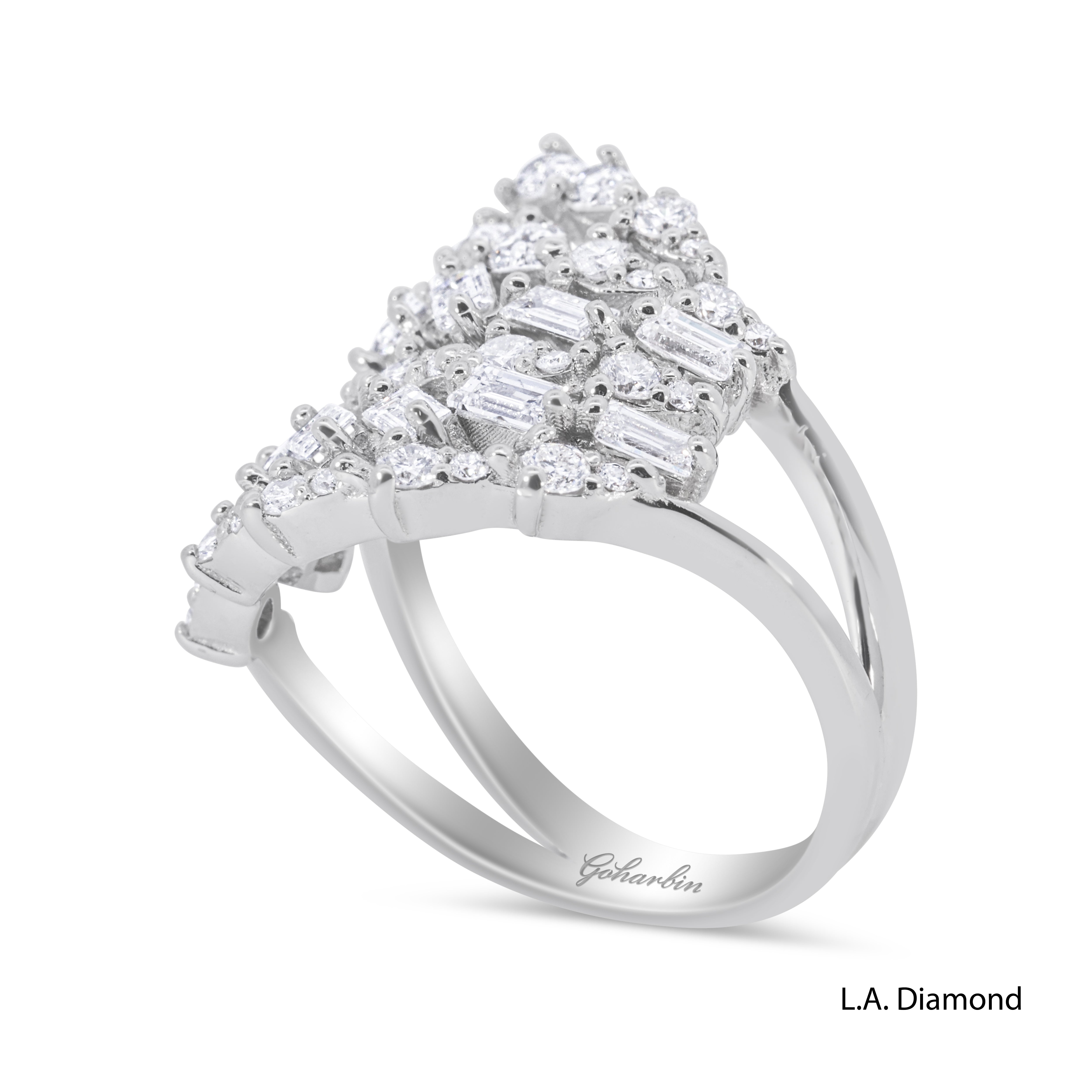 18K White Gold Multi-Cut Diamond Cluster Statement Ring (2.00 ct T.W.)