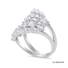 18K White Gold Multi-Cut Diamond Cluster Statement Ring (2.00 ct T.W.)