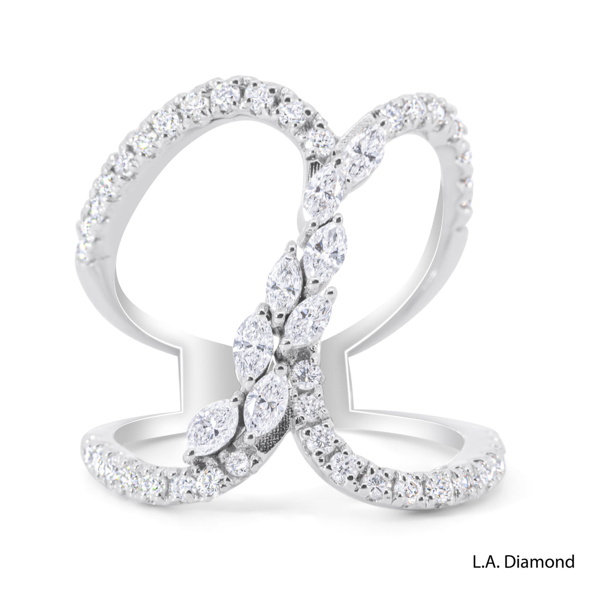 18K White Gold Natural Diamond Interlocking Loop Ring (1.20 ct T.W.)