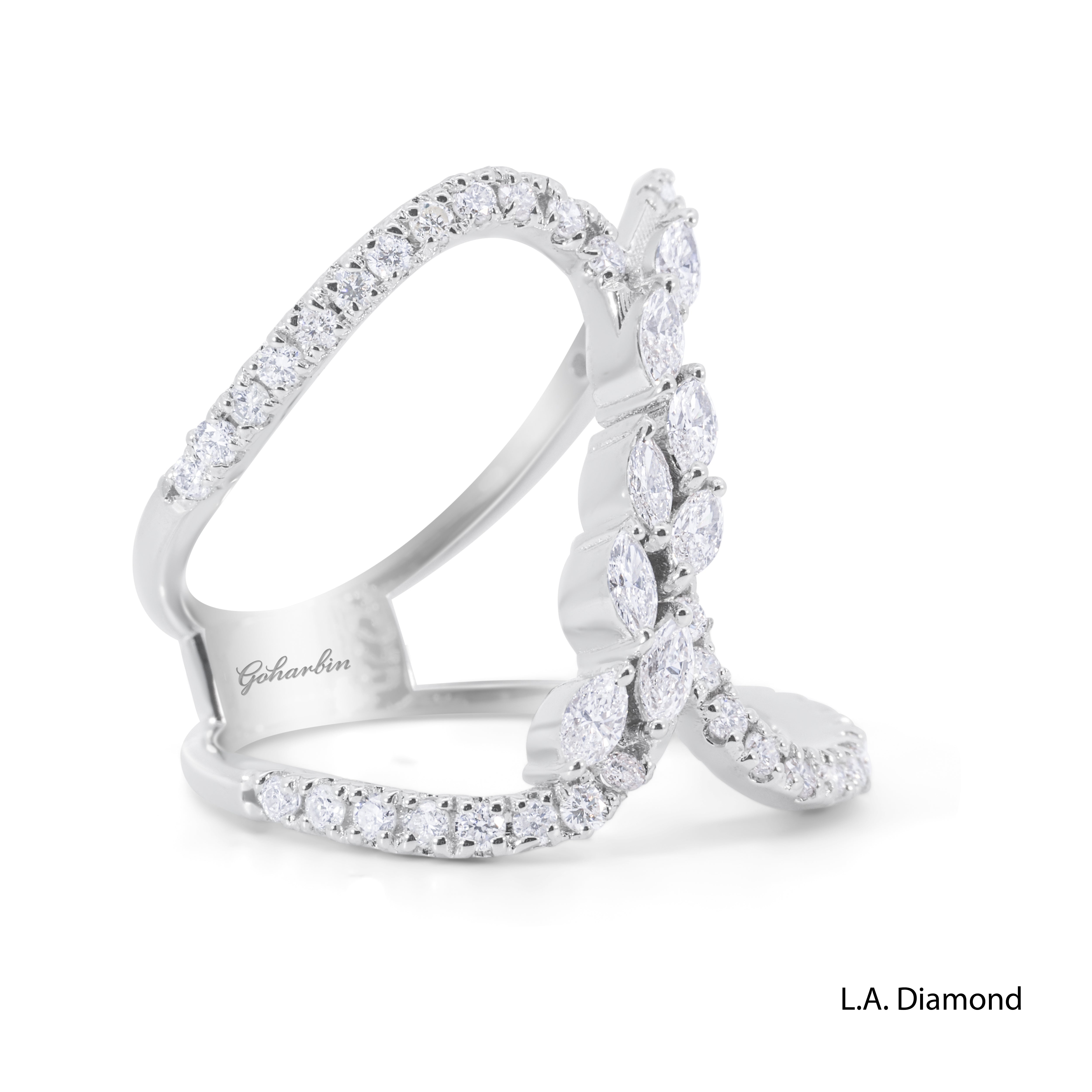 18K White Gold Natural Diamond Interlocking Loop Ring (1.20 ct T.W.)