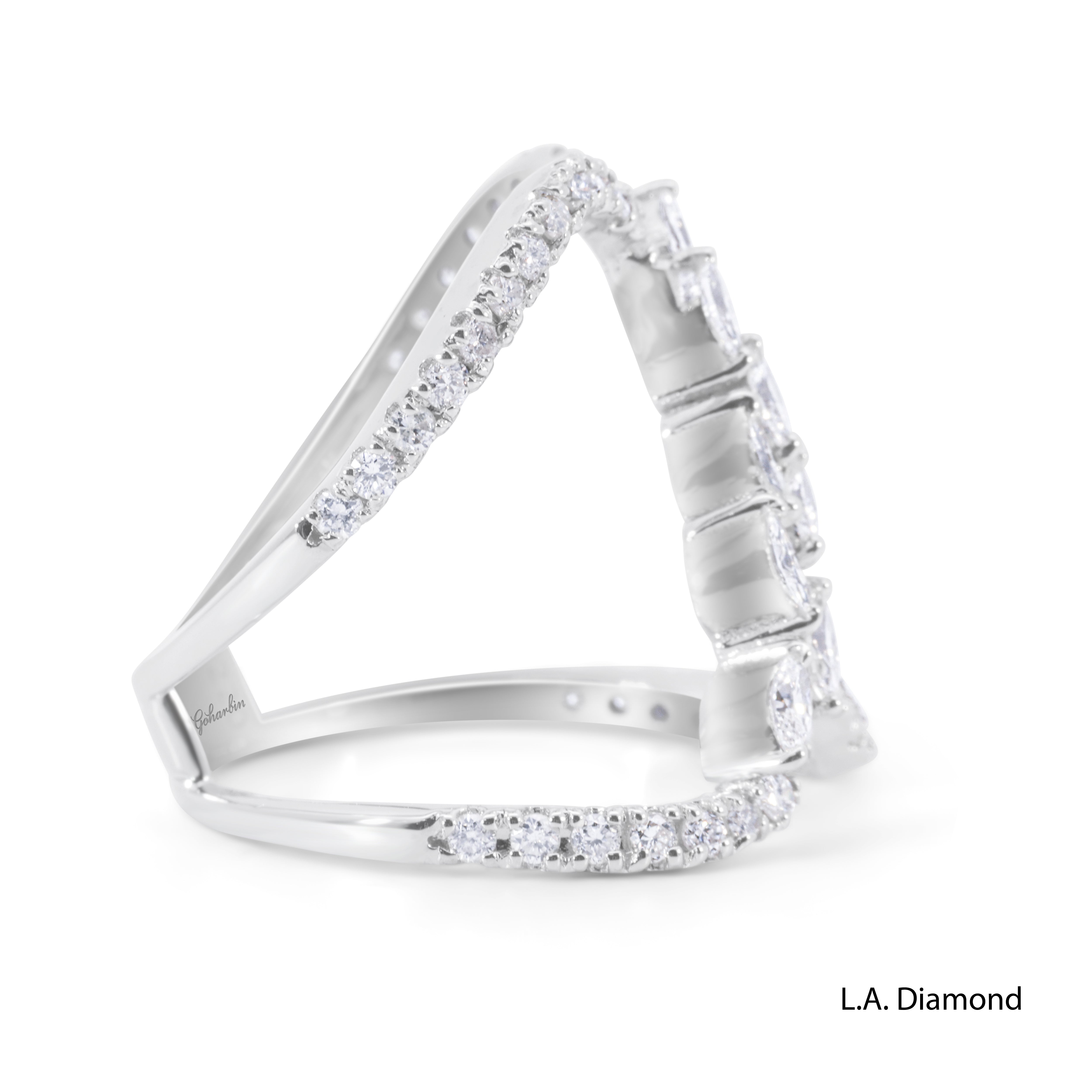 18K White Gold Natural Diamond Interlocking Loop Ring (1.20 ct T.W.)