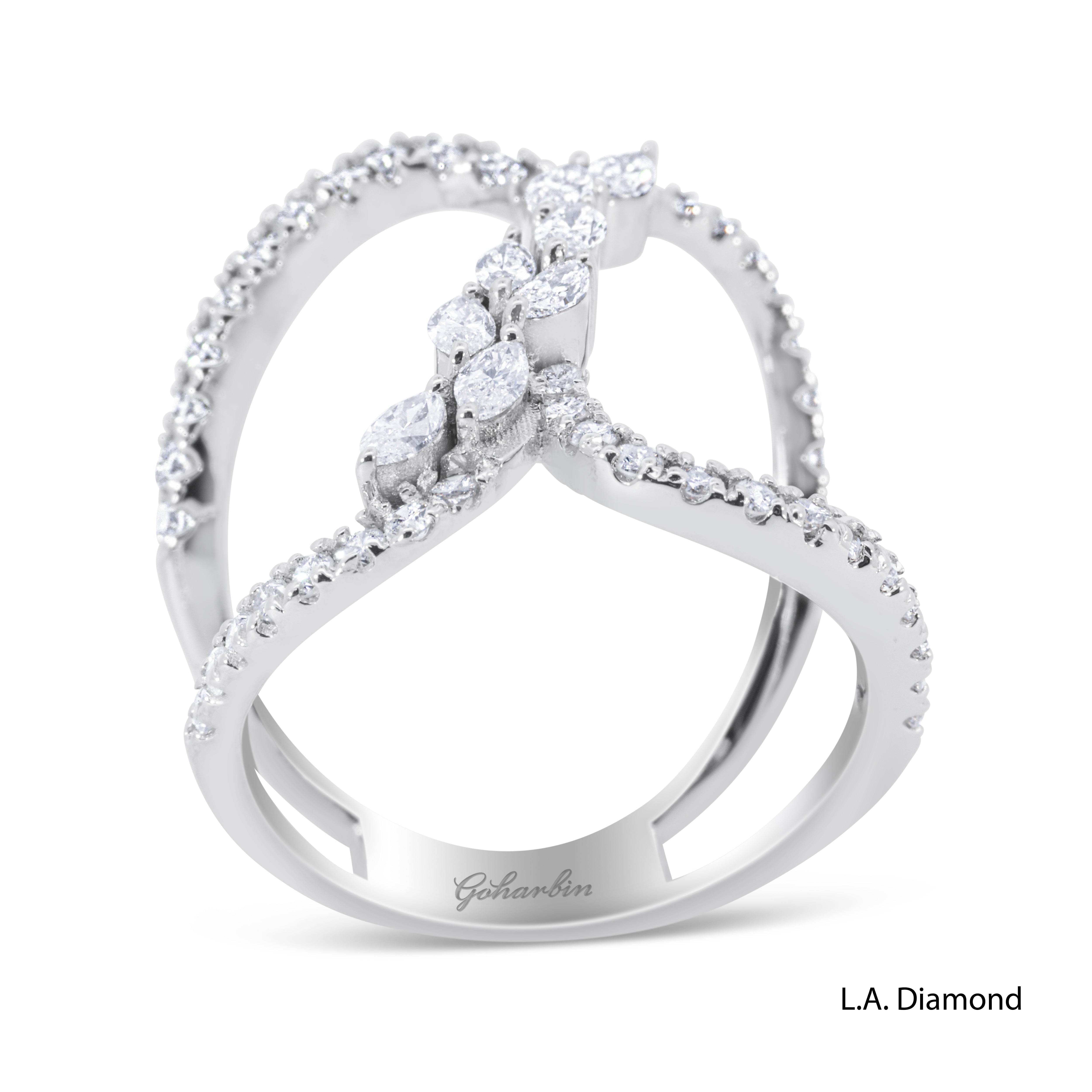 18K White Gold Natural Diamond Interlocking Loop Ring (1.20 ct T.W.)