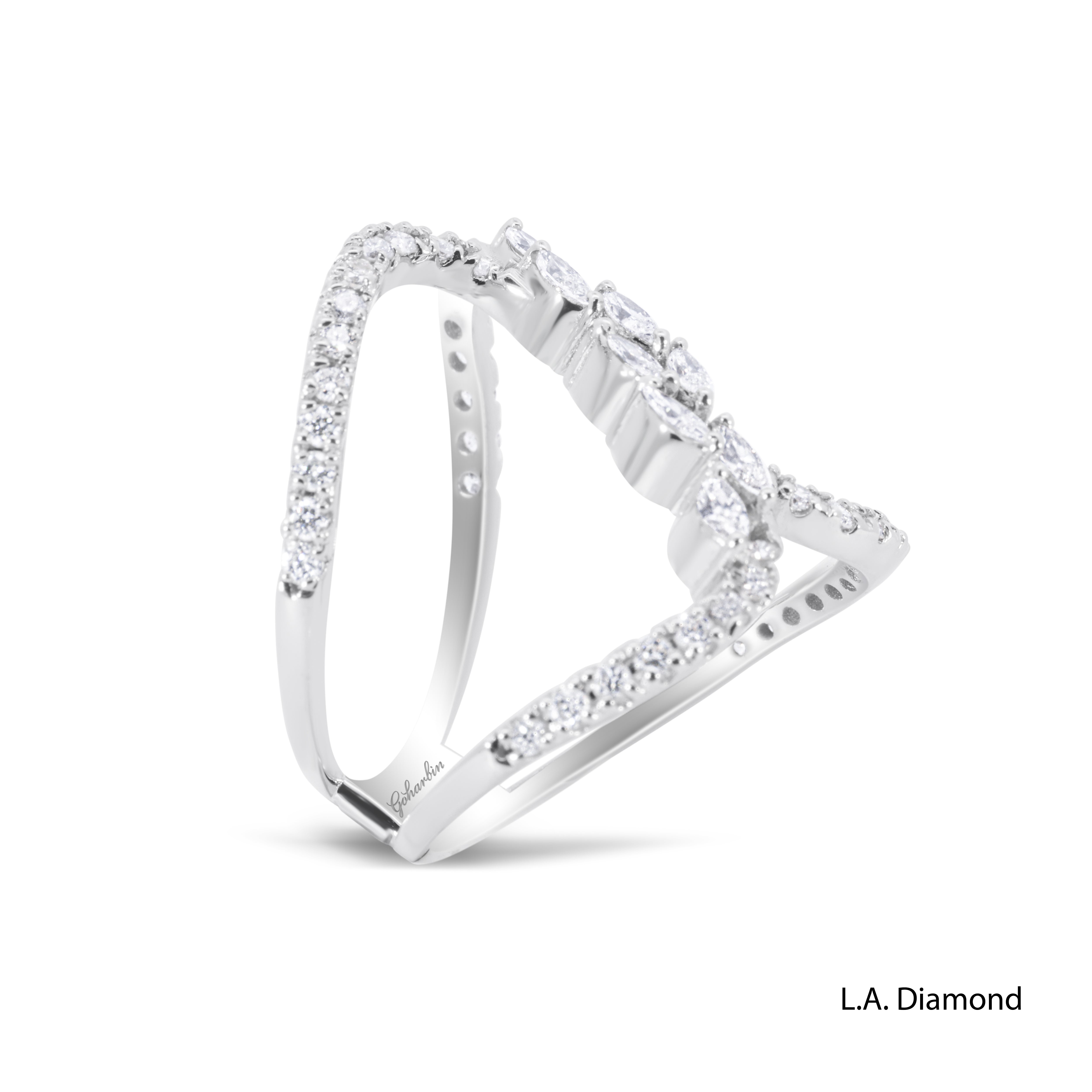 18K White Gold Natural Diamond Interlocking Loop Ring (1.20 ct T.W.)