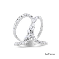 18K White Gold Natural Diamond Interlocking Loop Ring (1.20 ct T.W.)