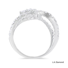 18K White Gold Natural Diamond Interlocking Loop Ring (1.20 ct T.W.)