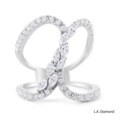 18K White Gold Natural Diamond Interlocking Loop Ring (1.20 ct T.W.)