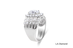 18K White Gold Oval Cut Diamond Engagement Ring (3.08 ctw)