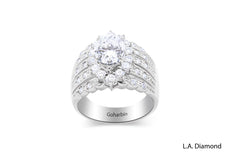 18K White Gold Oval Cut Diamond Engagement Ring (3.08 ctw)